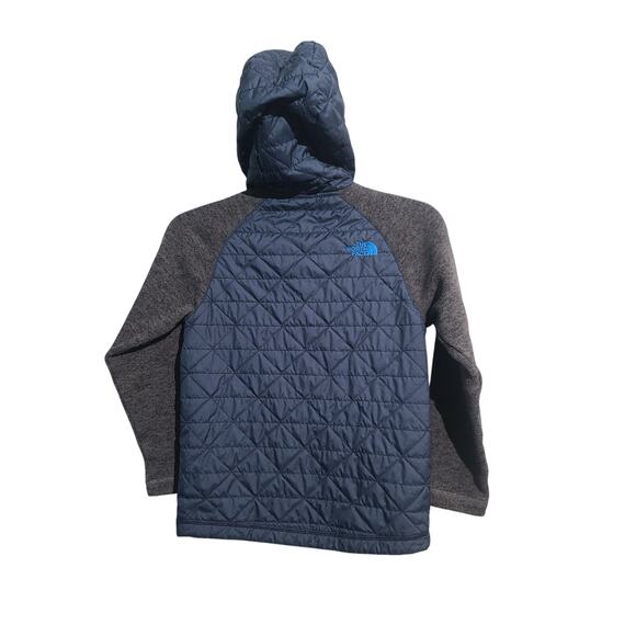 The North Face Quilted Sweater Fleece Hoodie Boy's Blue/Gray Size Small - Picture 2 of 7